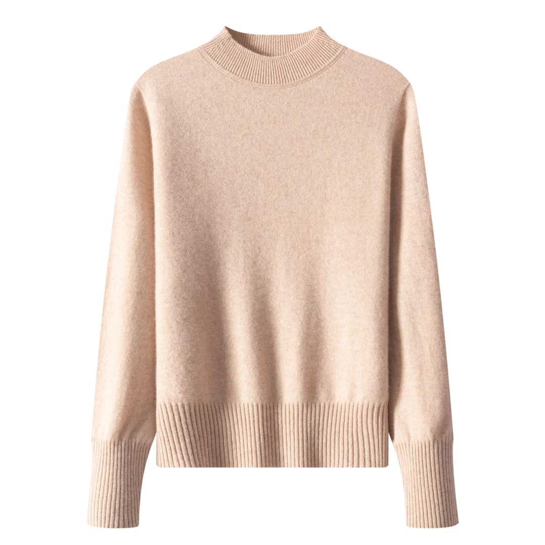 100%山羊绒一线成衣半高领蓝色加厚毛衣冬季保暖打底羊绒衫3142