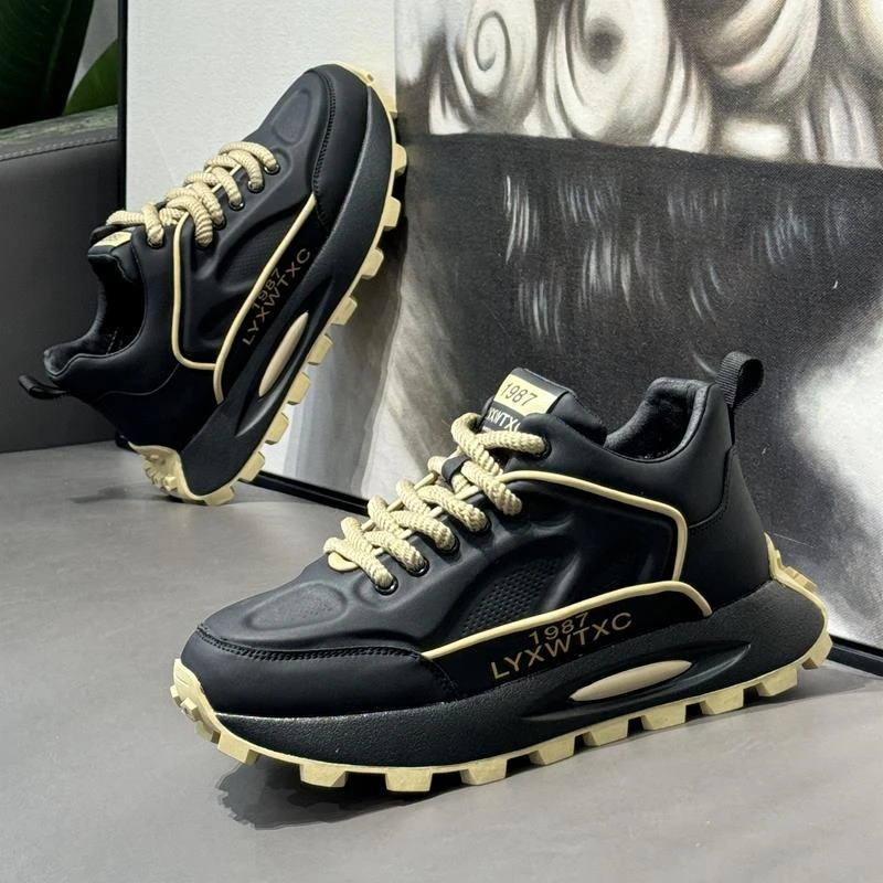 爱赫蒙男鞋秋冬款2025新款潮流加绒增高老爹鞋男士跑步休闲运动鞋