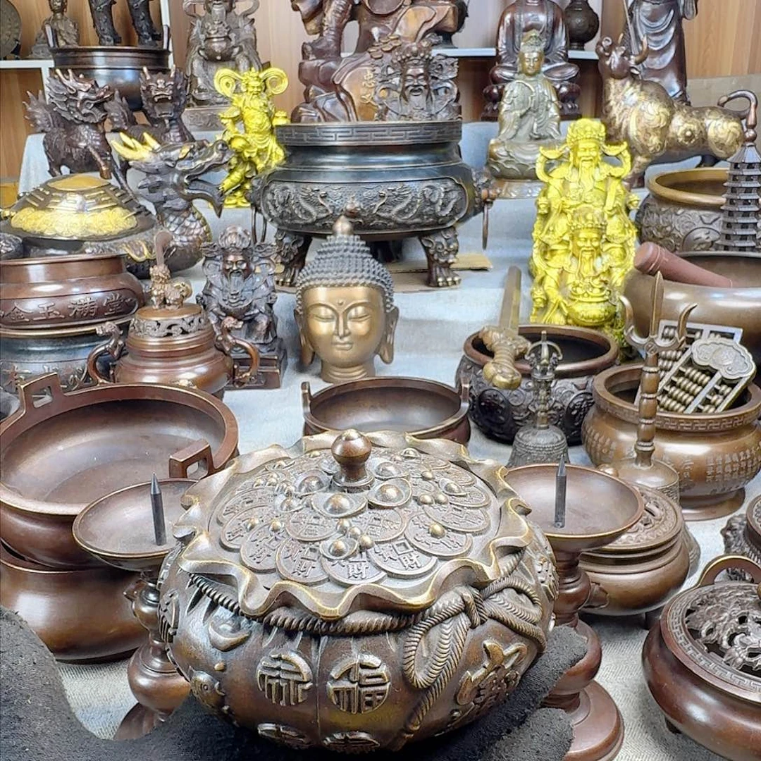 烟灰缸家用供香炉纯铜工艺品摆件