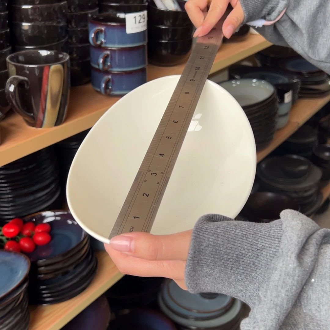 新骨瓷132微瑕暖白 9.5寸 船形鱼盘