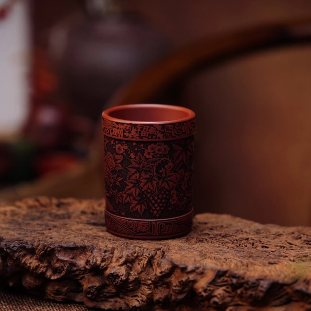 宜兴原矿紫砂 全手工制作 猪事如意紫砂杯