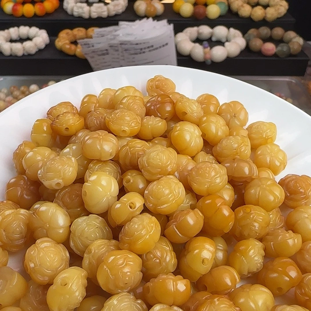 吊坠菩提根/象牙果卡13金灿灿山茶花100颗备珠