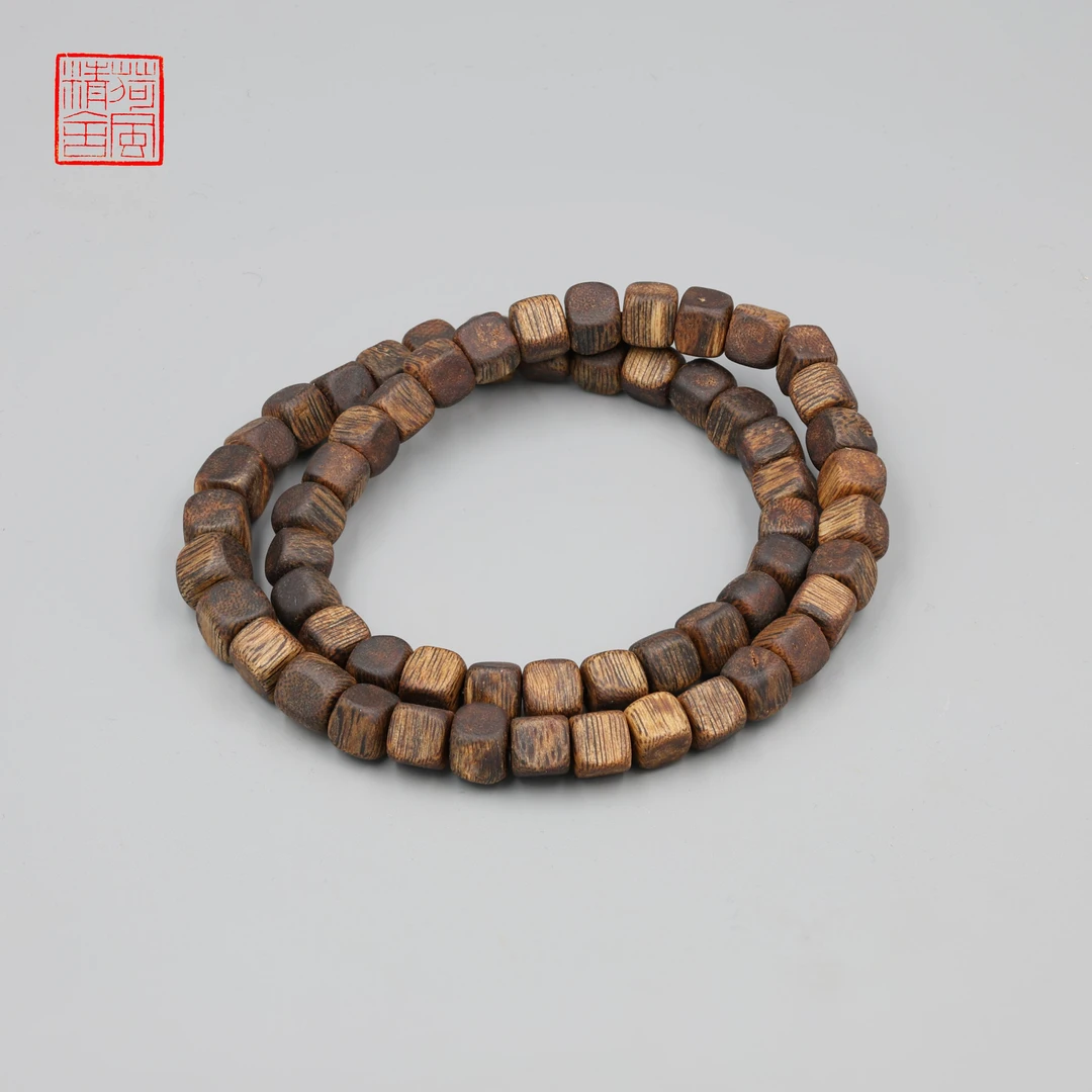 沉香【八方来财】高货海南莺歌绿棋楠满结油方珠双圈沉香手串-CX406