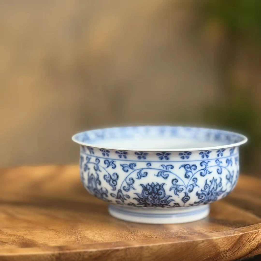 望月怀古缠枝莲炉士杯WYHG109纯手工手绘陶瓷