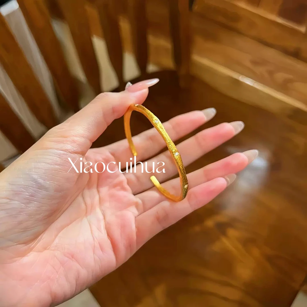 拉丝六芒星点钻超精致开口手镯经典手工重工百搭diy女生饰品