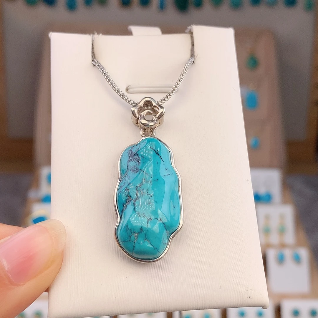 绿松石银S925镶嵌颈饰