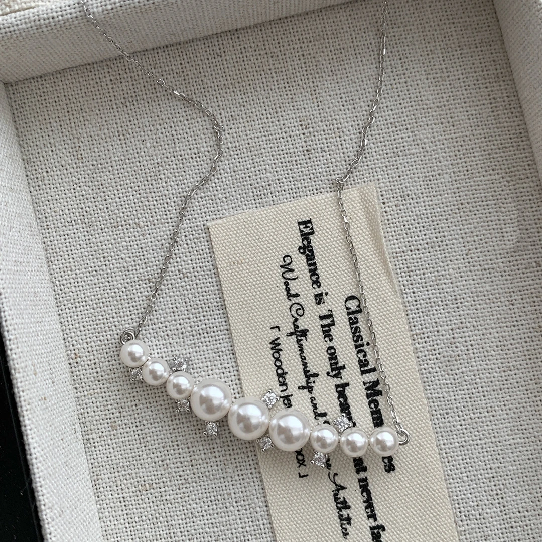 坠链均925银 925纯银白月光项链女轻奢闪亮百搭时尚吊坠锁骨链