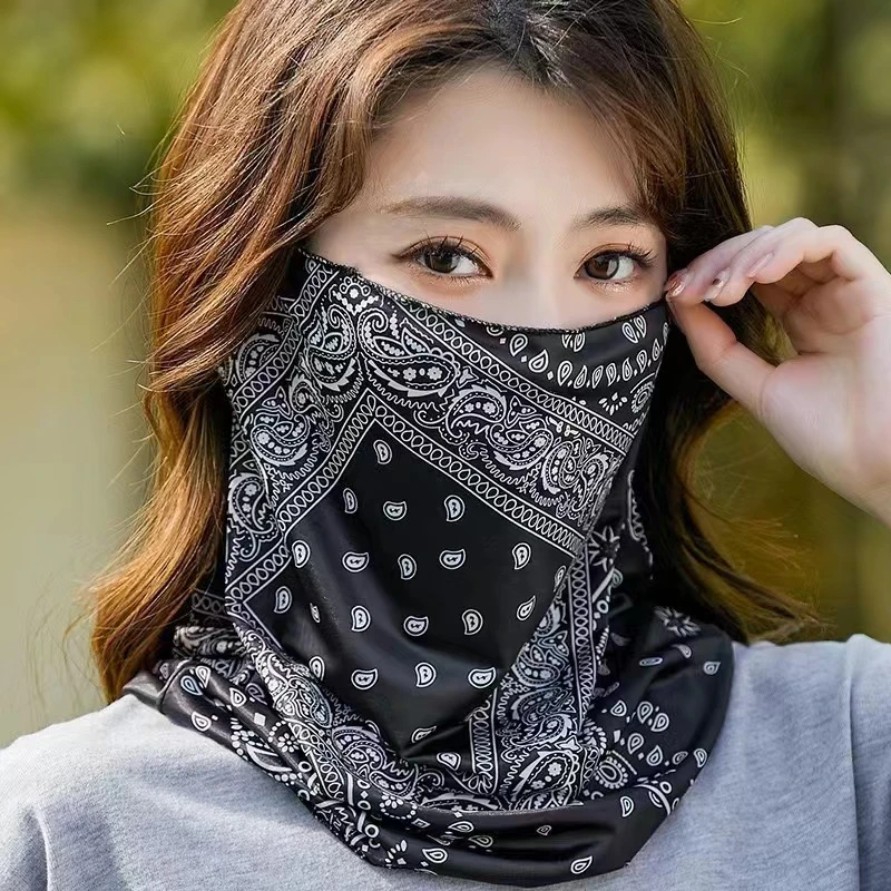 冰丝防晒面罩男女夏天遮阳全脸防紫外线护颈围脖骑行面巾挂耳面纱