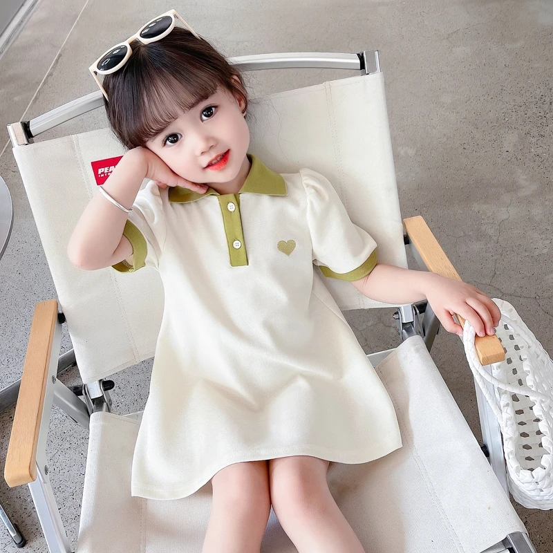 女童洋气连衣裙夏季2025新款儿童网红休闲POLO裙宝宝短袖公主裙夏