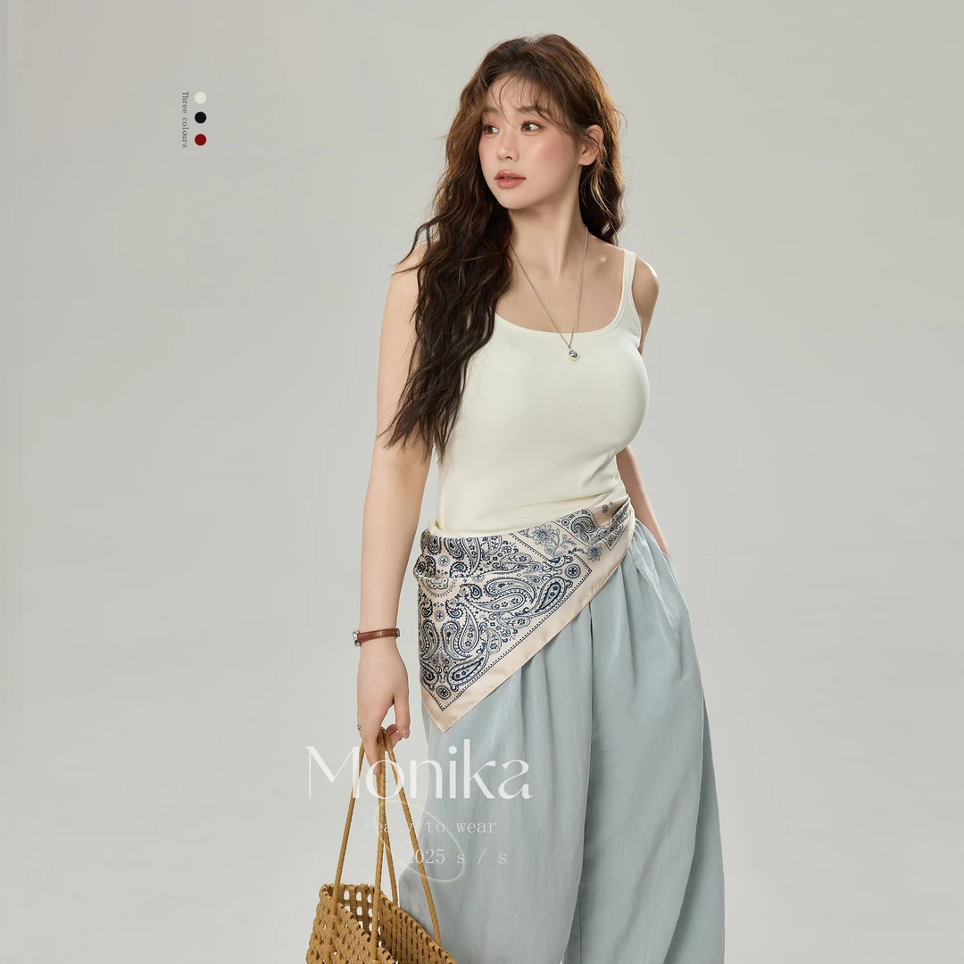 大码女装胖mm圆领无袖带胸垫纯色打底一体式背心T恤显瘦上衣4883