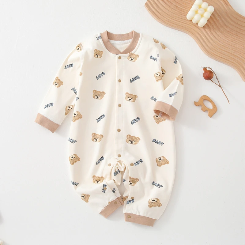 婴幼儿连体衣四季春秋哈衣家居服新生儿婴儿纯棉衣服贴身宝宝长袖