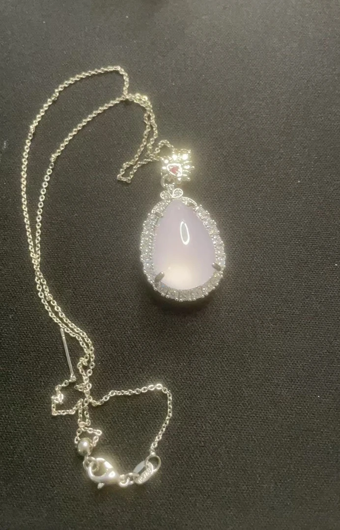 翡翠A075 浅紫色吊坠  男女同款 时尚百搭镶嵌气质