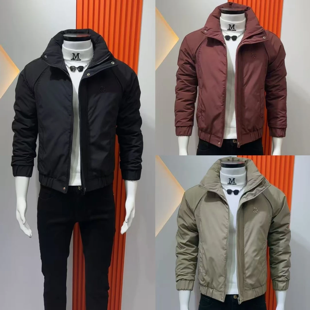 时尚潮牌男士冬款保暖棉服简约大气高级痞帅修身立领青年休闲外套