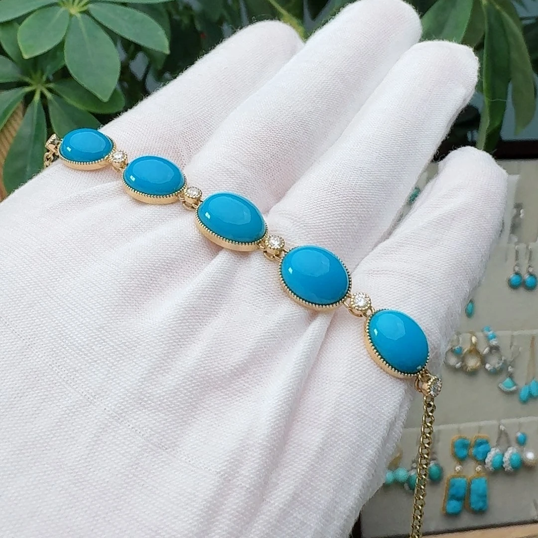 绿松石18K金镶嵌手链手链