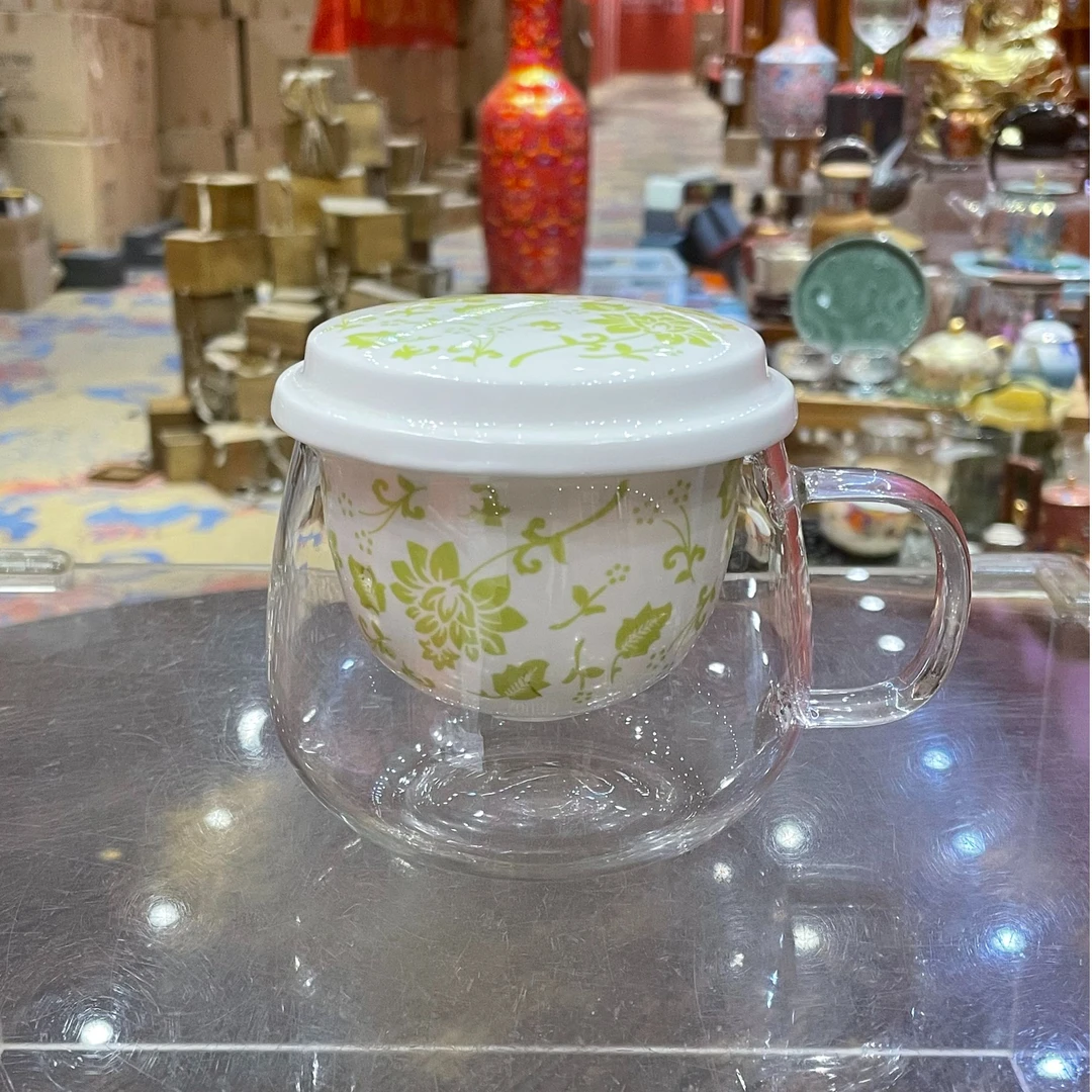 【闪购商品】黄绿色蒲公英玻璃底座办公杯，RT196HC5