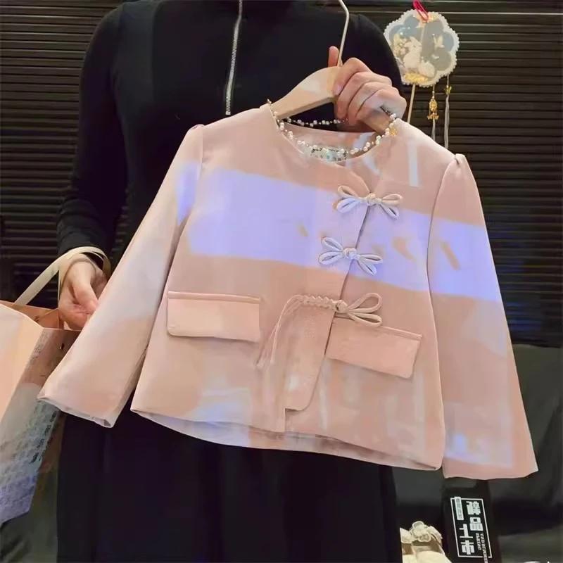 女童春季小香风外套儿童洋气新款盘扣纯色百搭气质款上衣BCA222鱼
