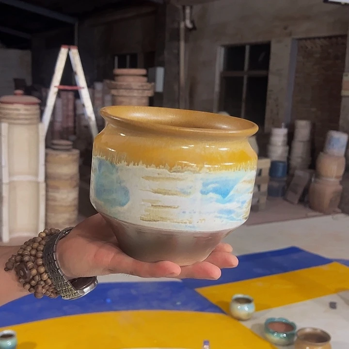 紫砂花盆高度14口径14