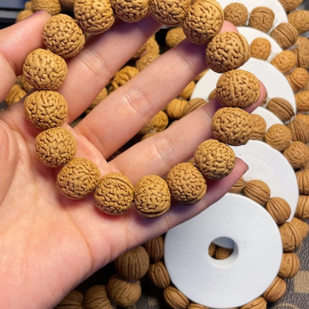 桃木花*花桃核手串16+野生满天星