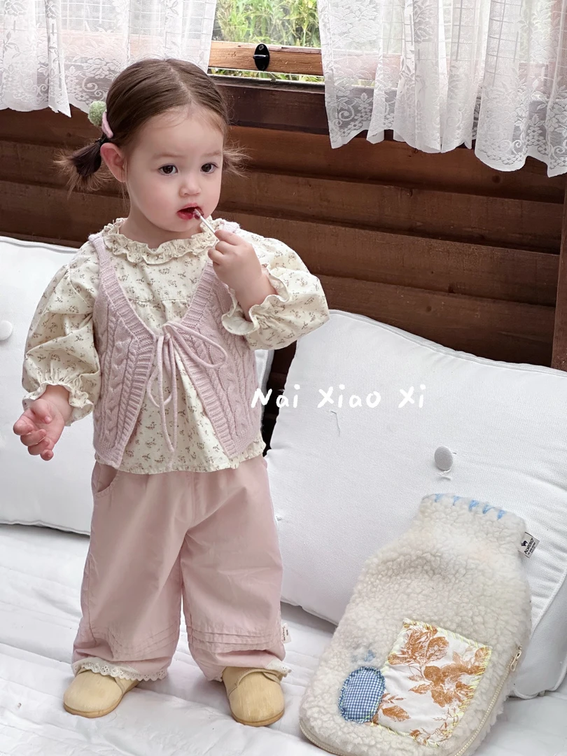 奶小西-碎花马甲花边裤三件套-56088-1+56085