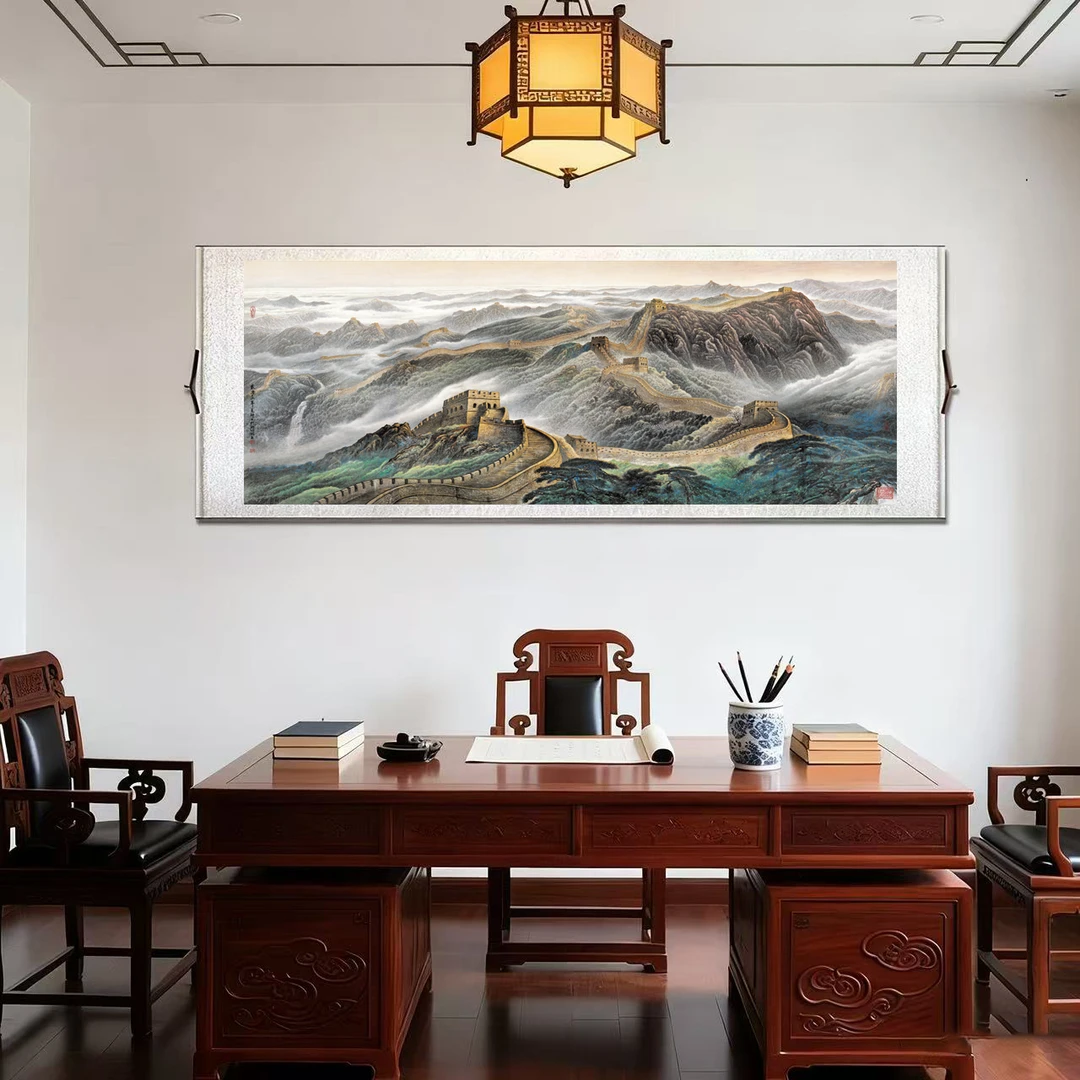 官刻《长城》横幅山水画客厅沙发背景装饰画