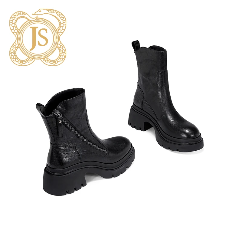 已开价，62Z24329-3百搭真皮厚底英伦风秋冬冬季秋季时装靴女粗跟