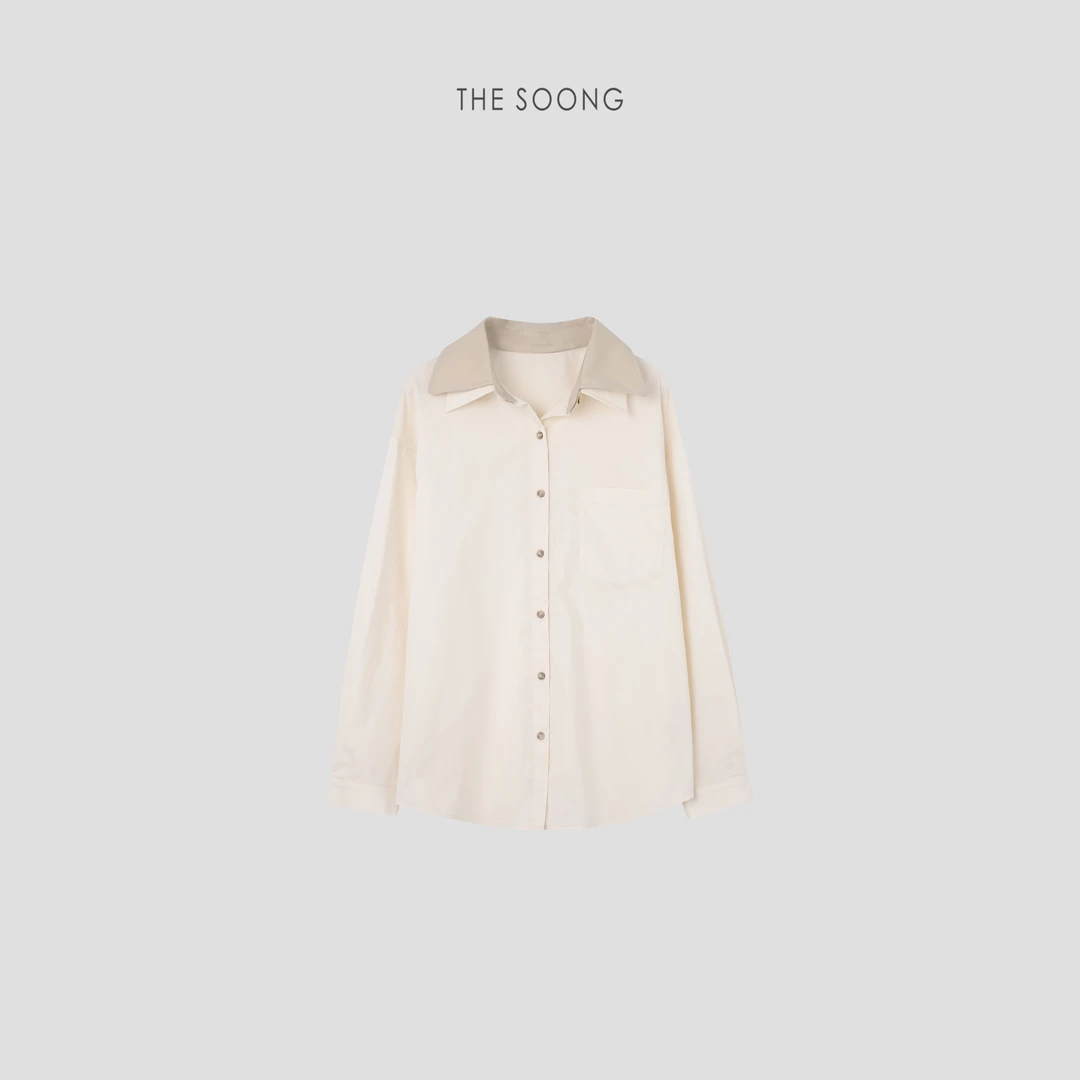 THESOONG|"25s早春"可拆卸领平纹抗皱光滑感衬衣外套HACS6049