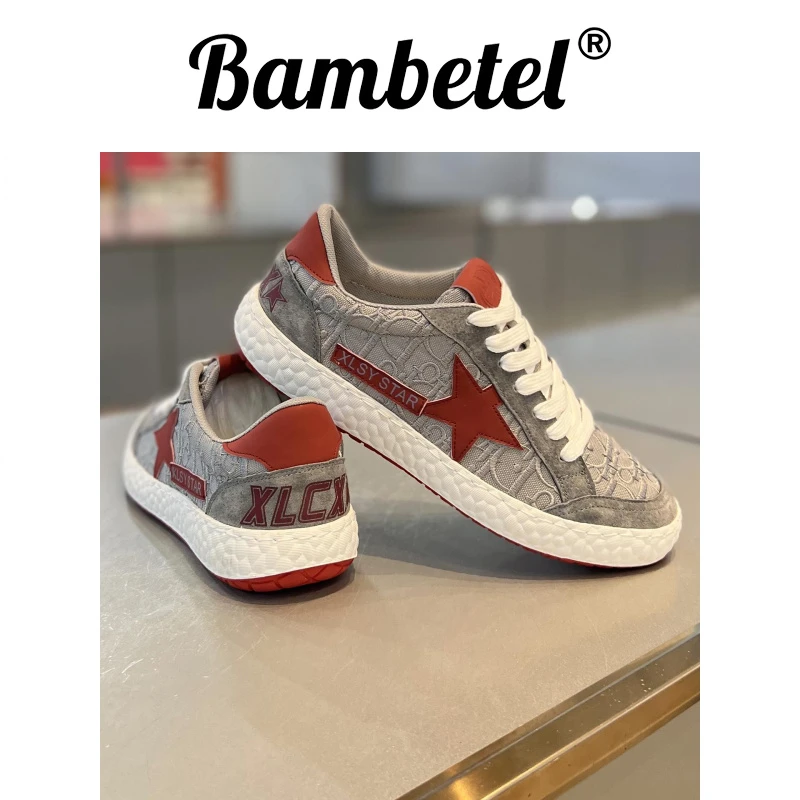 Bambetel鞋子百搭男鞋年秋季新款布面字母图案板鞋软底休闲简约阿
