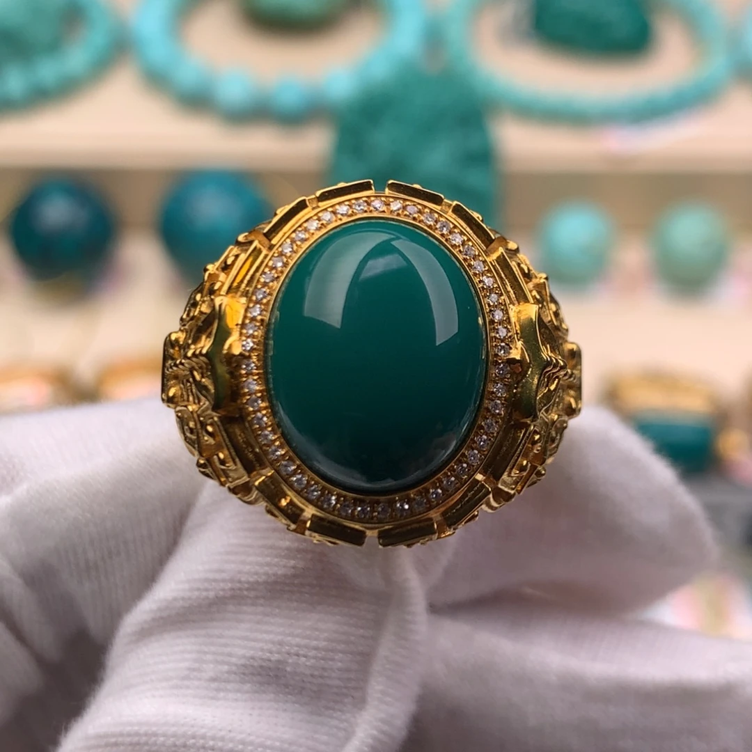 绿松石18K金镶嵌珠宝奇石