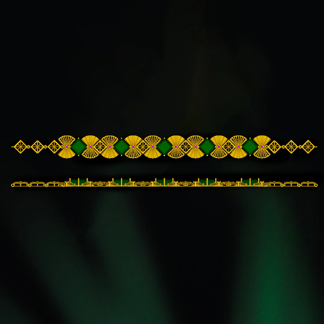 璀璨人生18K金镶嵌苹果绿棱形手链（多样性发其一）HNZ14945