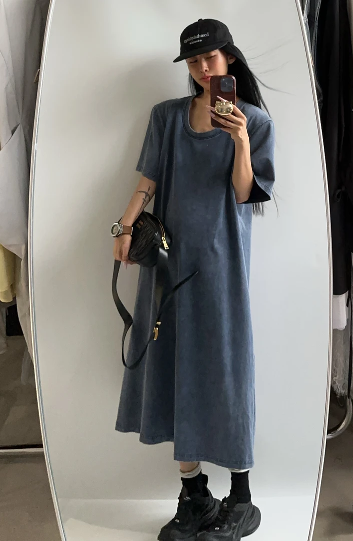 VIVISPLENDID20725#（定制款NO退NO换）大牌感炒盐老爹风帅气T裙