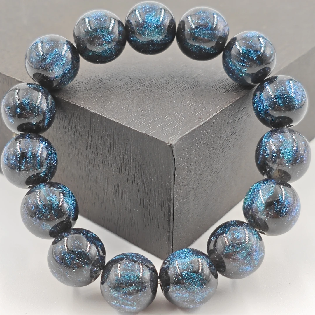 G024经典复古潮流百搭人鱼黑树脂手串手链