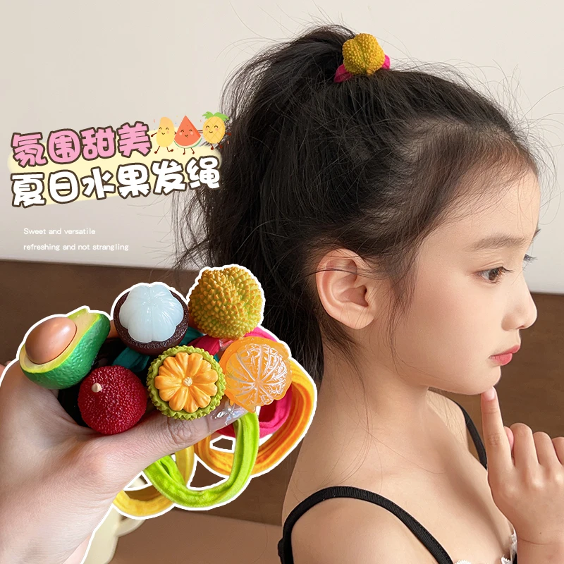 可爱水果发圈高弹力不伤发头绳百搭清新少女发饰宝宝公主彩色女童