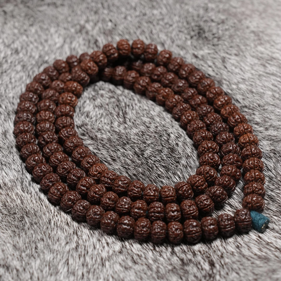 9mm九五红20-老树王原桩108长串九五珍藏款纯手工自盘包浆红串