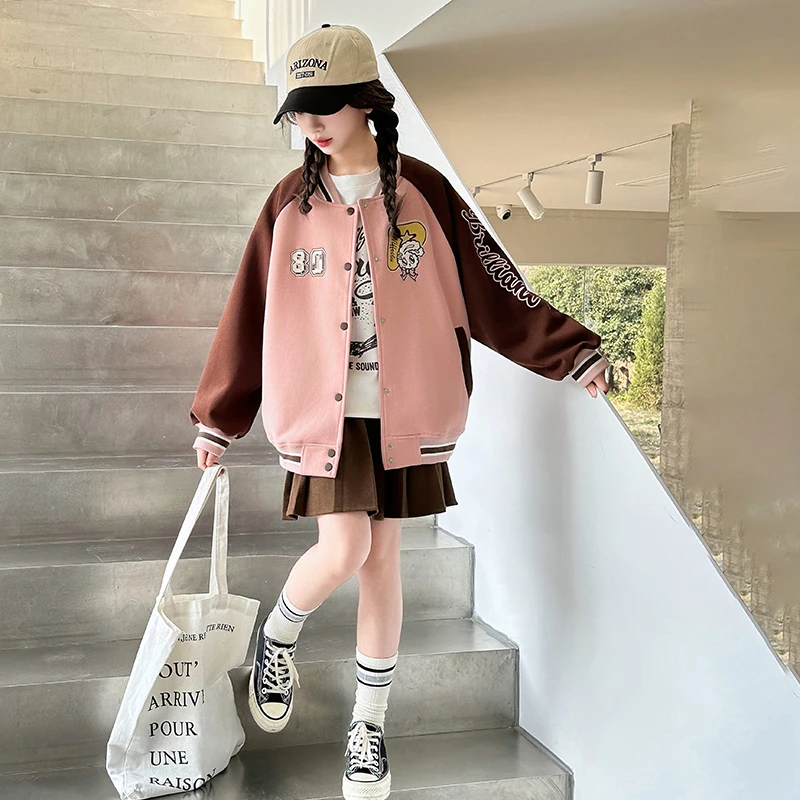 女童棒球服春秋2025新款洋气时髦中大童春装休闲春季儿童上衣外套