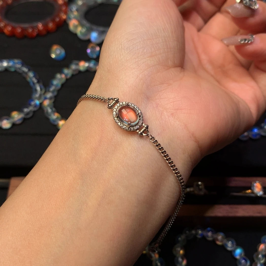 手串月光石银S925镶嵌