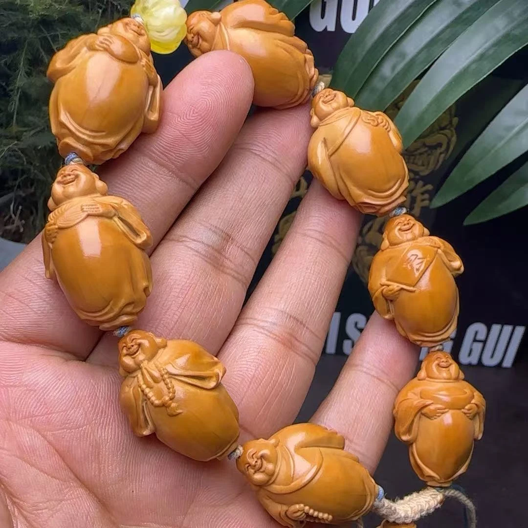 文玩橄榄核整身站立弥勒手串橄榄核雕手工精雕