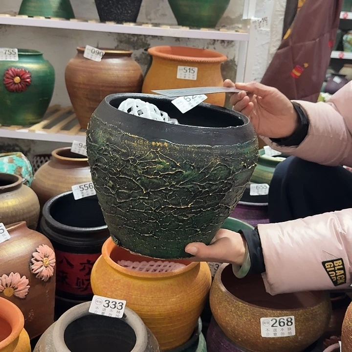 瑕疵金绿平口621高度20口径19窑裂