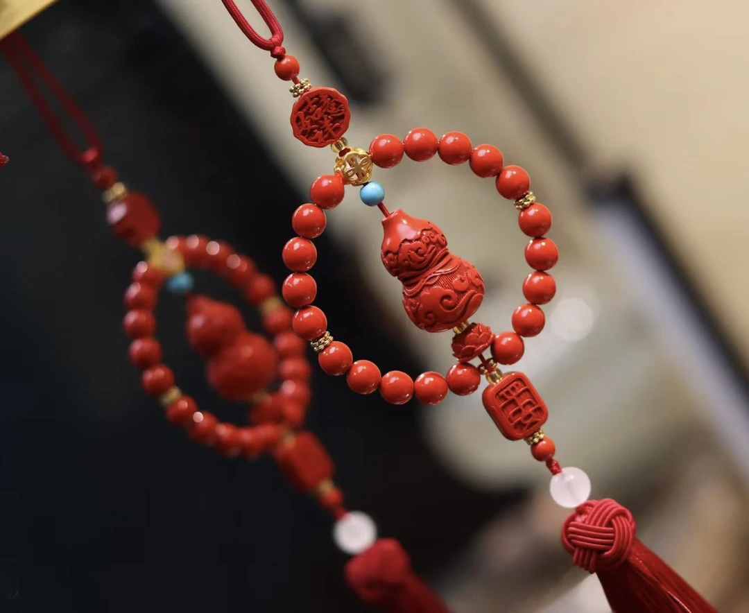 含辰砂工艺品朱砂葫芦平安车挂