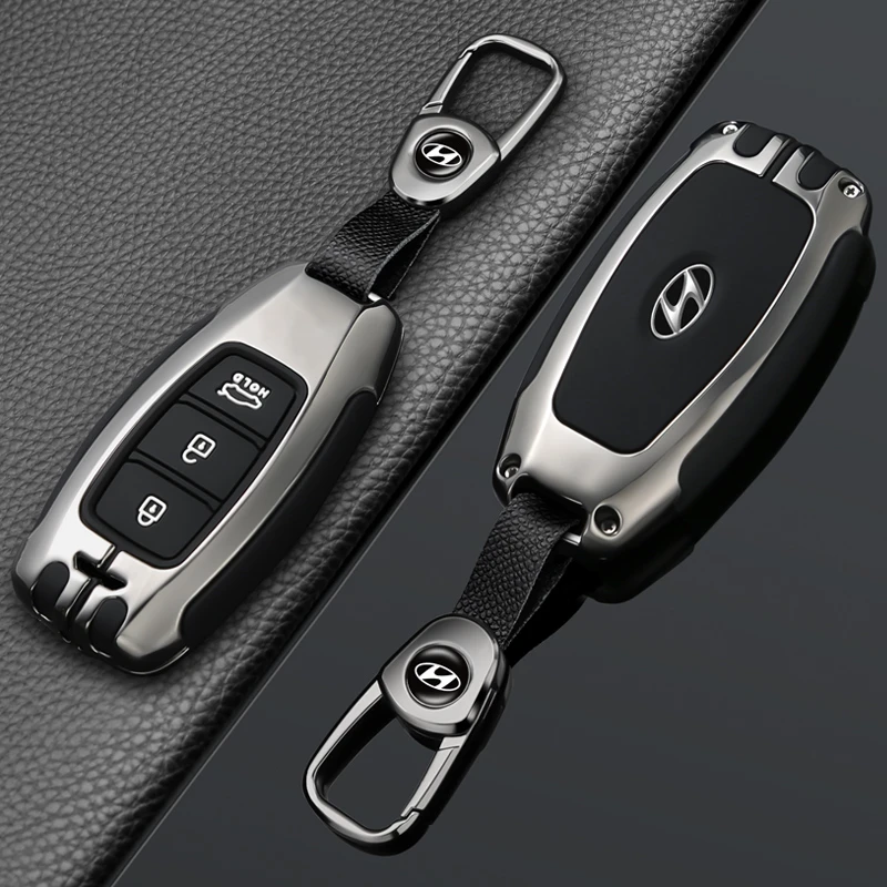 现代ix35汽车钥匙套菲斯塔名图ix25伊兰特新胜达领朗动包金属壳扣