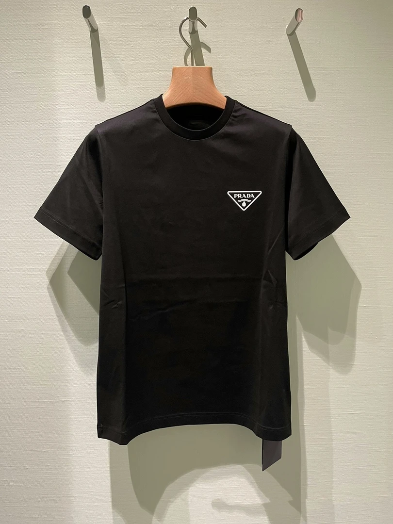 全新未使用 Prada/普拉达 男士黑色圆领经典T恤BX054休闲时尚百搭