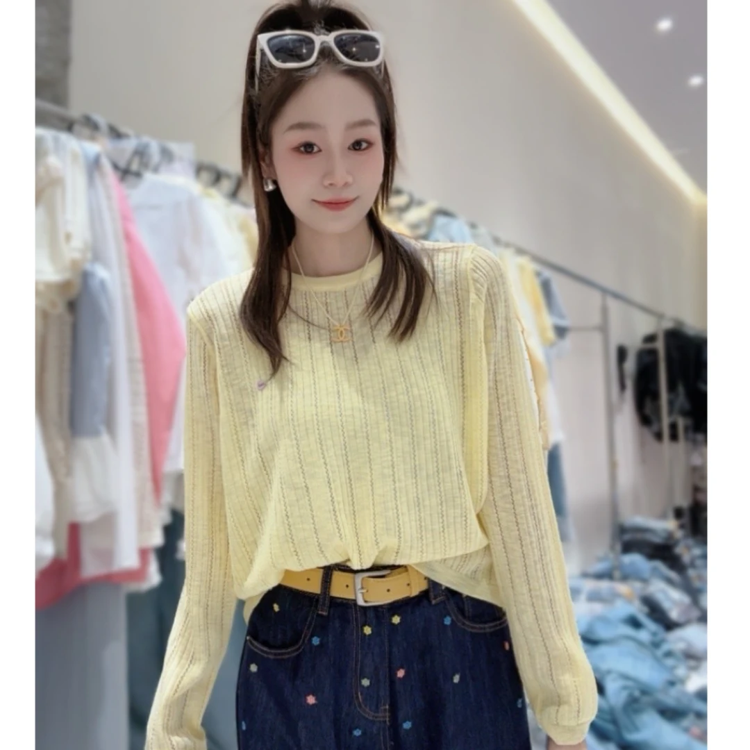 【三懿服饰】设计感镂空新款宽松显瘦休闲薄款百搭针织衫-518