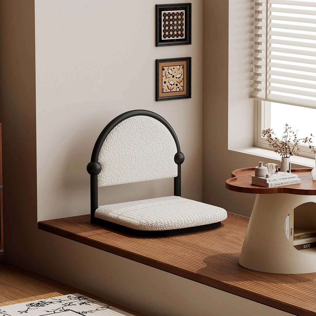 飘窗椅家用卧室榻榻米坐垫靠背一体中古风靠背椅小户型阳台休闲椅