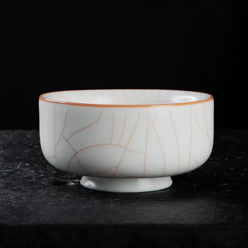 凝香阁 可养开片象牙白汝窑普洱杯 家用陶瓷功夫茶具品茗杯单杯