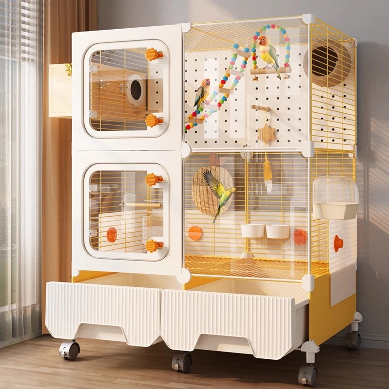 透明鸟笼鹦鹉笼子家用超大号防溅虎皮玄凤牡丹专用笼造景豪华别墅