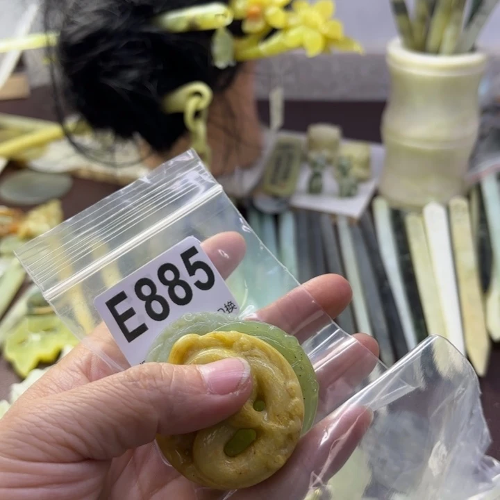 蛇纹石玉发饰合金呆****丶