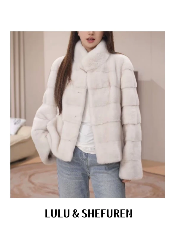 【露姐精品】2025进口【龙猫】天鹅欧貂绒皮毛一体高端外套女装