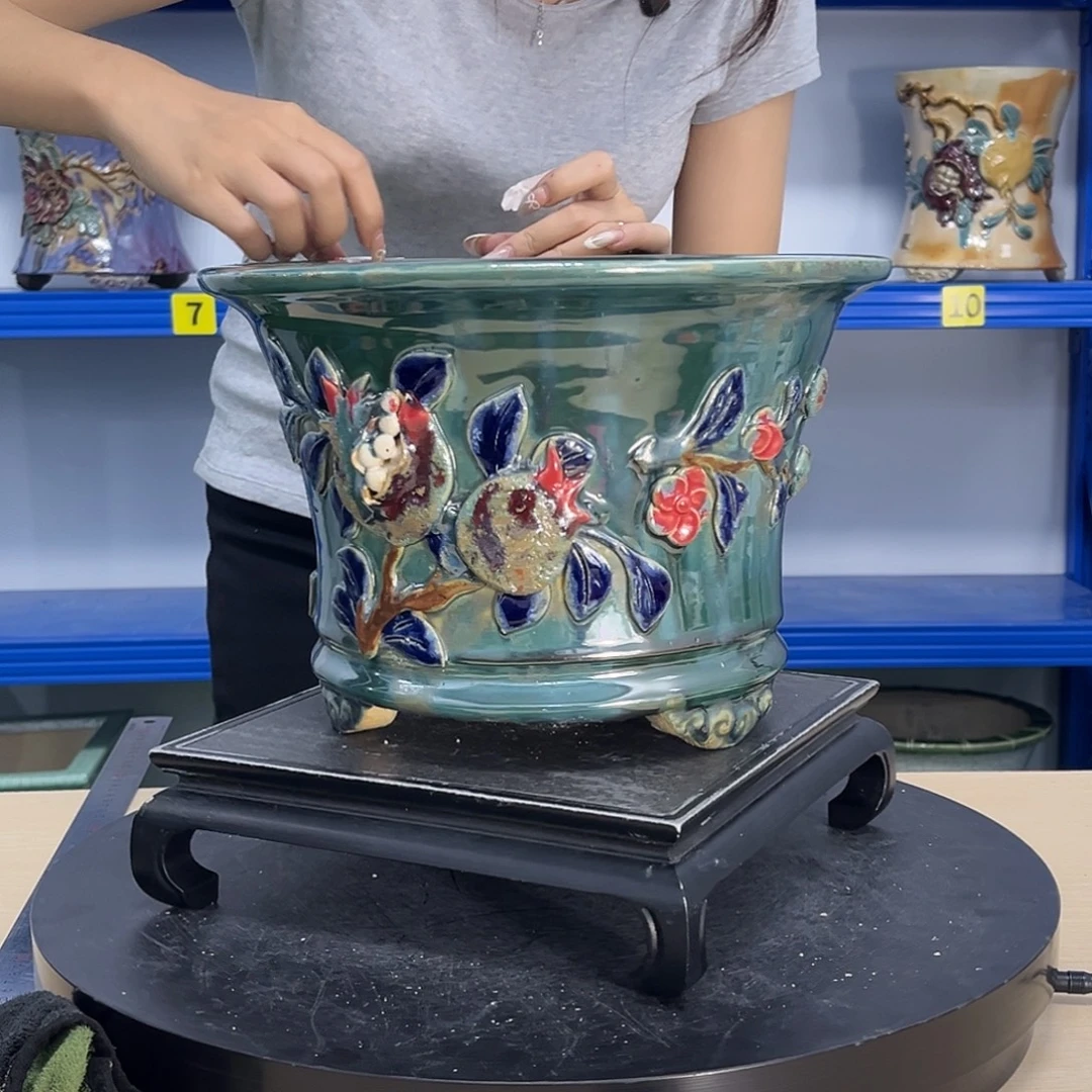 淘***人高温烧制石湾盆花盆瑕疵