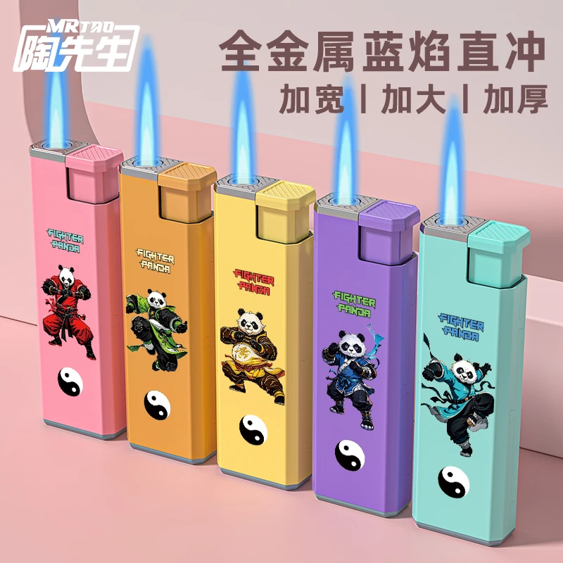 新款金属蓝焰直冲可充气卡通防风加厚耐用个性定制高档创意打火机