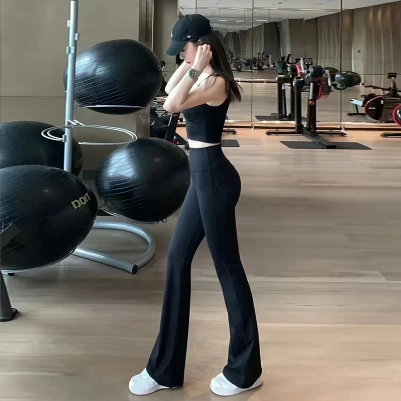 【lulu】锦纶氨纶磨毛裸感健身运动普拉提瑜伽长微喇裤