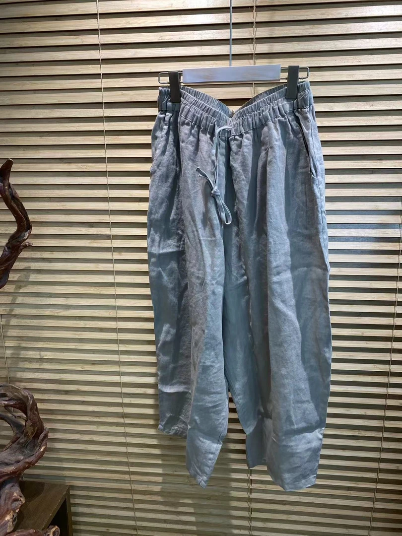 亚麻宽松百搭休闲哈伦裤【裤长90臀围140】